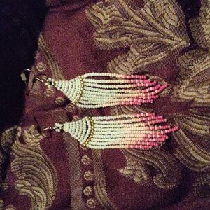 Beaded dangling earrings, worn once (on hold; see info)